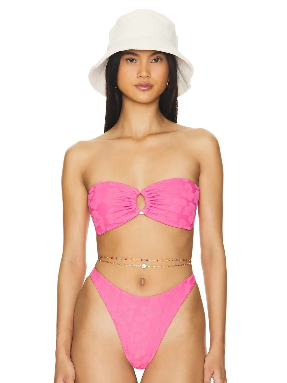 L*Space Bikini Set Jasper Top & Leilani Bottom Pink Floral Size Large Resortwear